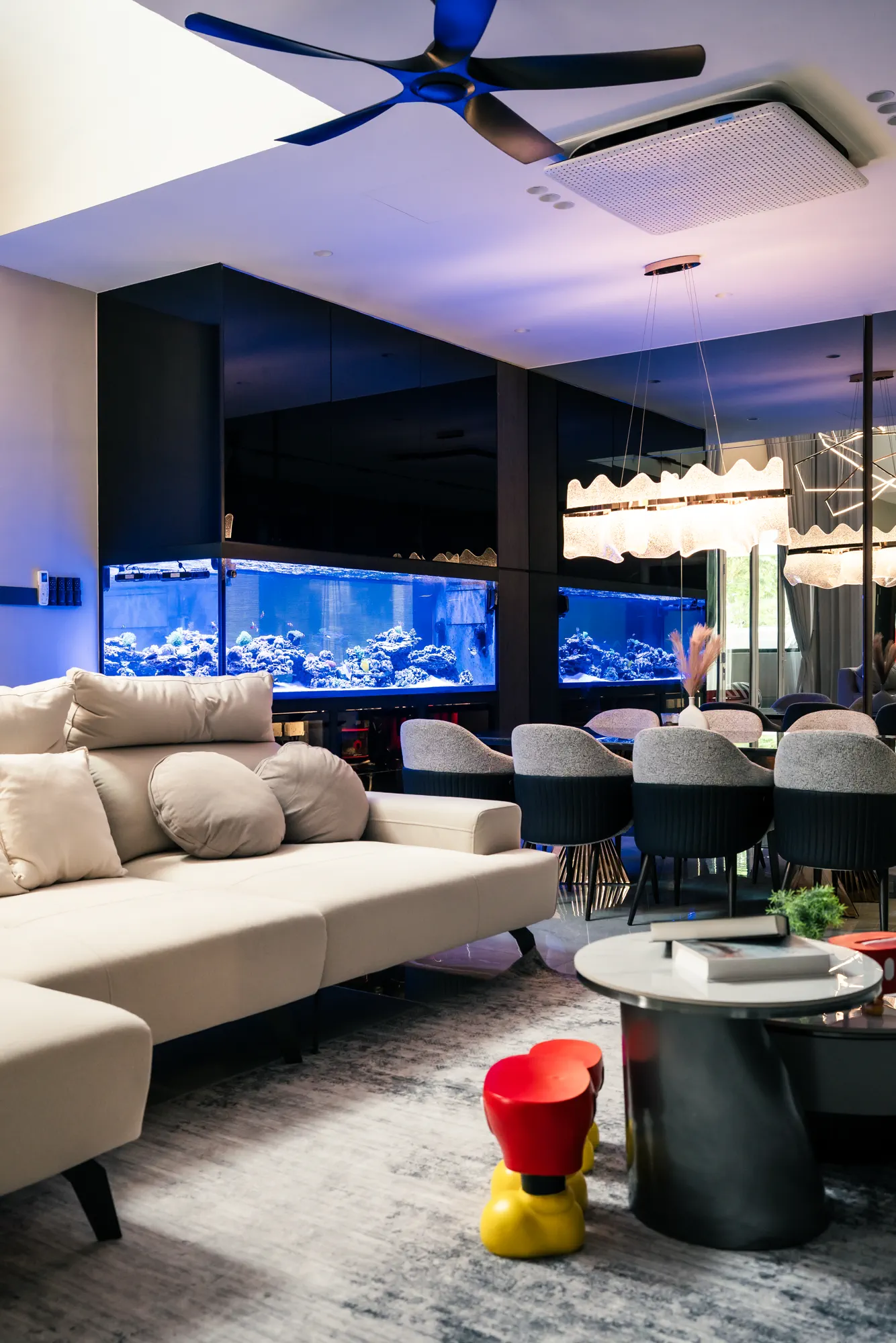 Project 02 lounge and aquarium wall