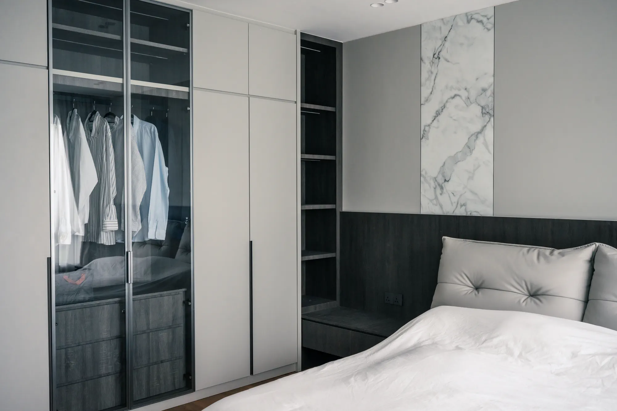 Project 02 bedroom wardrobe and marble feature